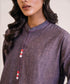 Women's Pret Chambray Solid Purple Drop Shoulder Shirt